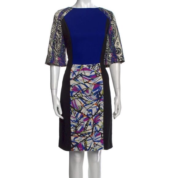 Etro Blue Printed Knee Length Dress 44=12 - Picture 1 of 9
